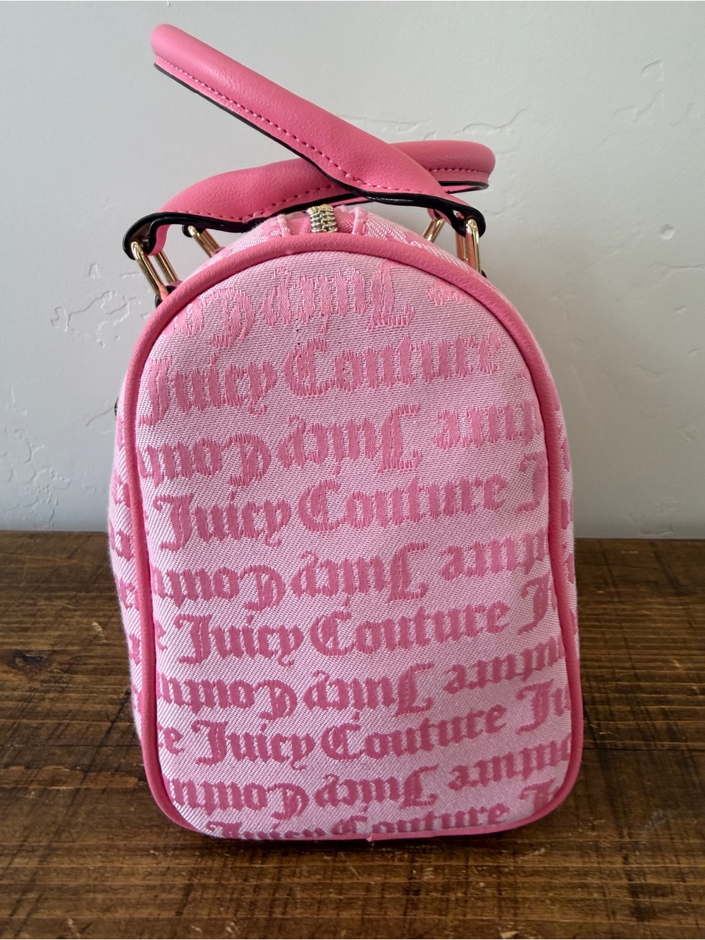 Juicy Couture Pink Monogram Speedy Handbag Double Satchel Missing Long Strap - Picture 9 of 16